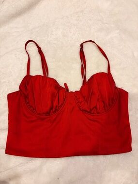 SHEIN Red Satin Bustier Crop Top